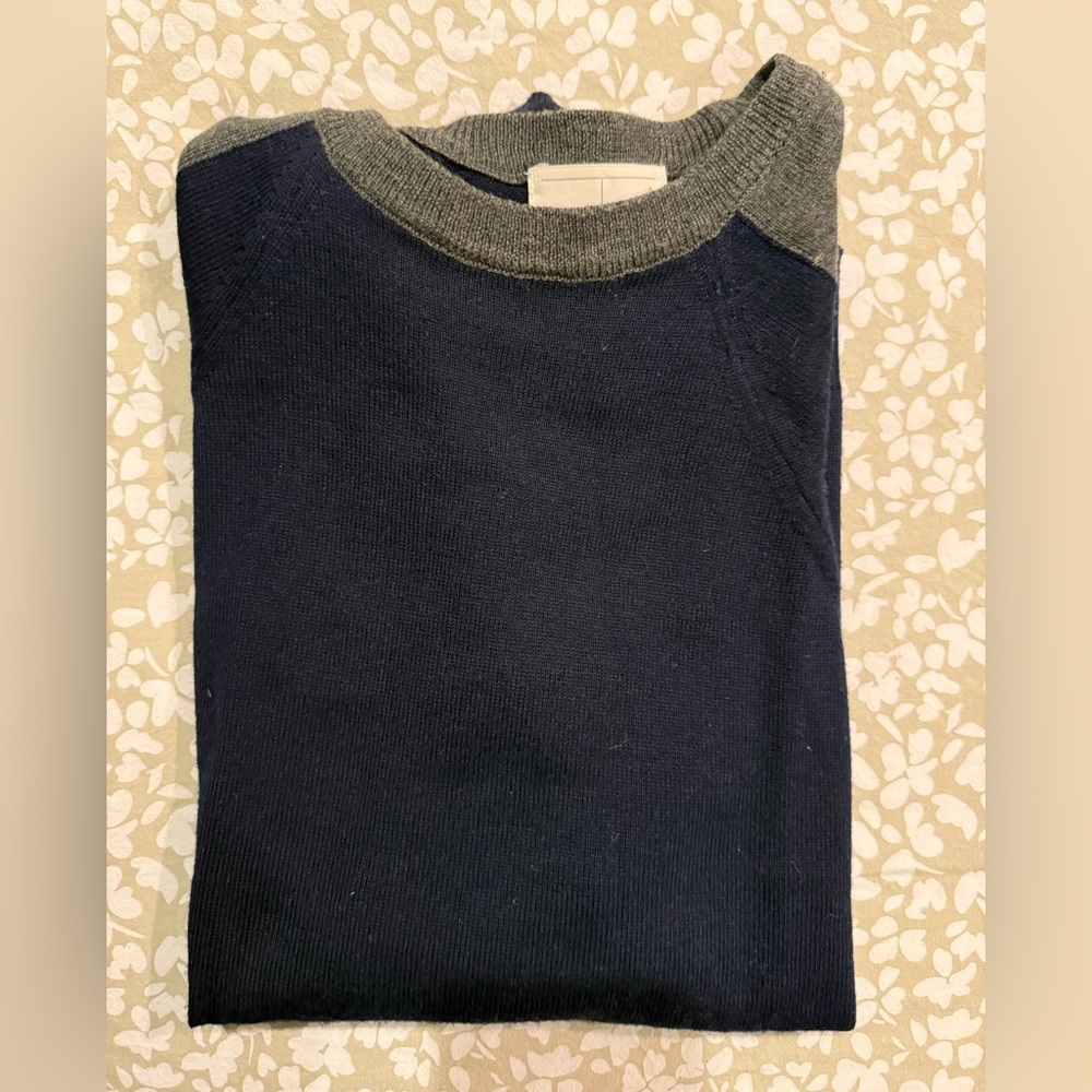 Topshop Navy and Gray Crewneck Sweater